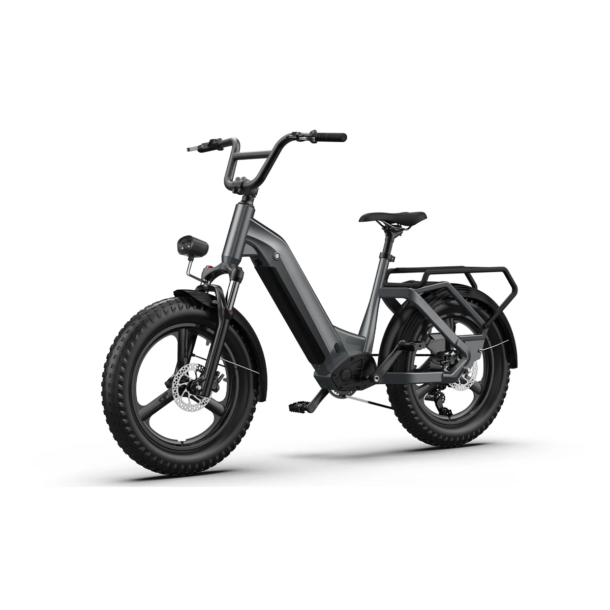 HD C4 grey step-through electric cargo bike — pure side profile